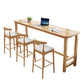 Modern Rectangle Bar Table Solid Wood Fixed Bistro Bar Desk with Footrest