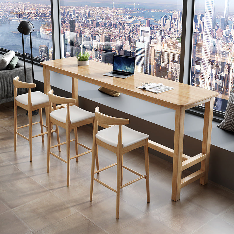 Modern Indoor Bar Dining Table Rectangle Trestle Wood Bar Table Natural Without Chairs Clearhalo 'Bar Furniture' 'Bar Tables' 'bar_tables' 'furn' 'furn_bar_tables' 'Furniture' 'Kitchen & Dining Furniture' 7257647