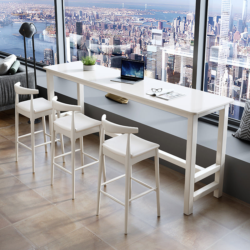 Modern Indoor Bar Dining Table Rectangle Trestle Wood Bar Table White Without Chairs Clearhalo 'Bar Furniture' 'Bar Tables' 'bar_tables' 'furn' 'furn_bar_tables' 'Furniture' 'Kitchen & Dining Furniture' 7257648