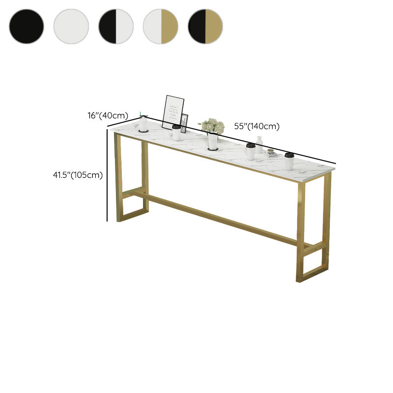 Glam Indoor Bar Stool Table Rectangle Bar Dining Table with Footrest