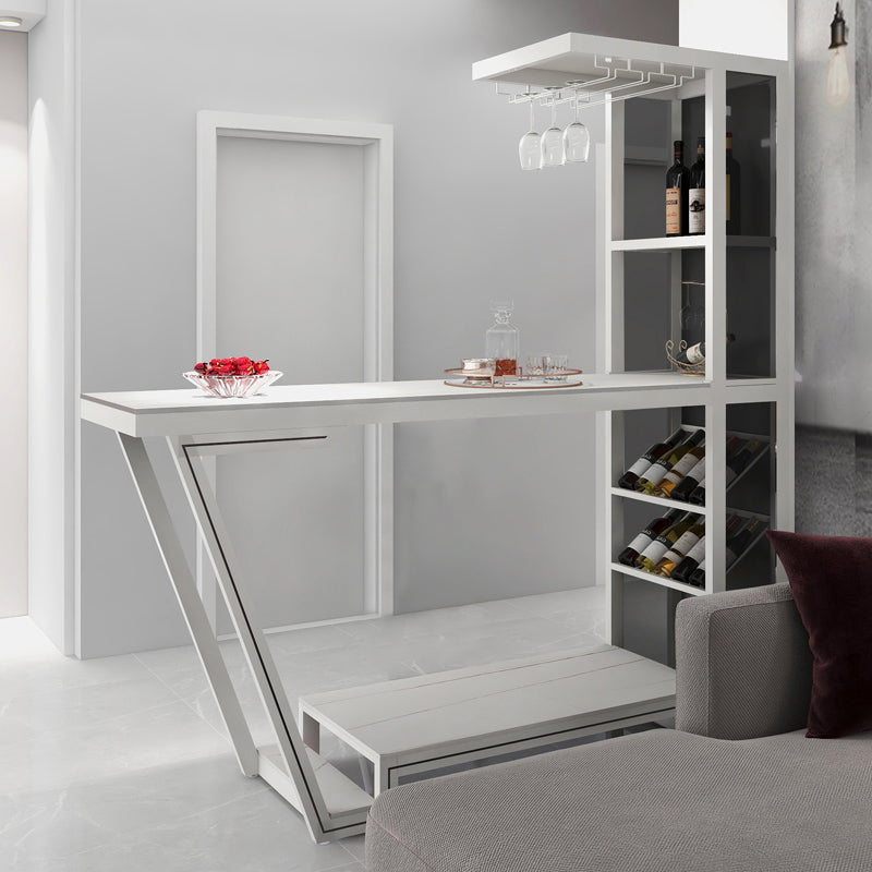 Modern Stone Bar Dining Table Rectangle Bar Table for Dining Room White Without Chairs Clearhalo 'Bar Furniture' 'Bar Tables' 'bar_tables' 'furn' 'furn_bar_tables' 'Furniture' 'Kitchen & Dining Furniture' 7257772