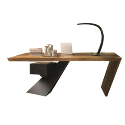 Massief hout rechthoekig schrijfbureau industrieel 29,53-inch hoge kantoorbureau