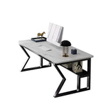 Scrivania per ufficio contemporanea banda computer curva di finitura antica con scaffale