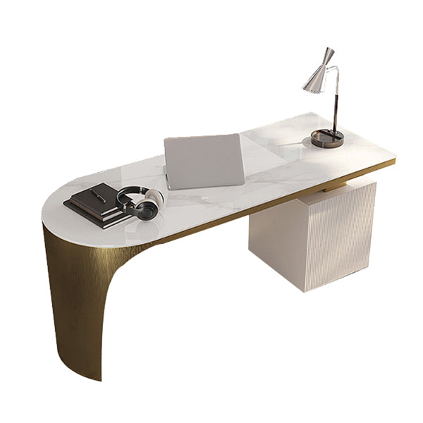 Descripción de oficina de la oficina de acabado antiguo escritorio de computadora glamoroso con 2 cajones de almacenamiento