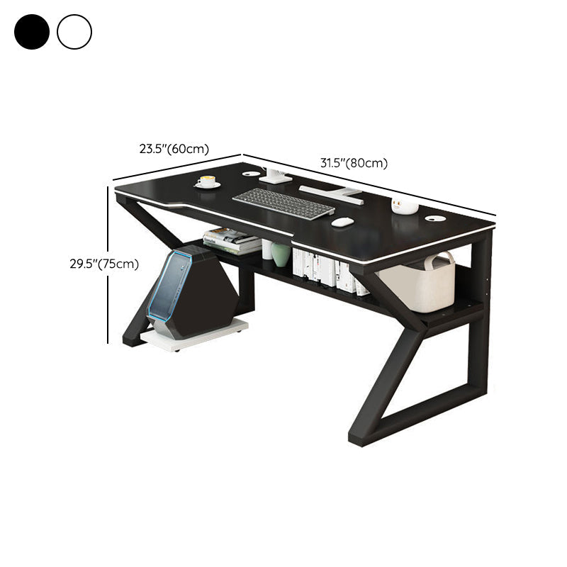 Contemporary Wooden Office Desk Antique Finish Gaming Desk with Metal Legs Clearhalo 'furn' 'furn_office_desk' 'Furniture' 'Office Desks' 'Office Furniture' 'office_desk' 7257871