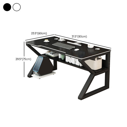 Contemporary Wooden Office Desk Antique Finish Gaming Desk with Metal Legs Clearhalo 'furn' 'furn_office_desk' 'Furniture' 'Office Desks' 'Office Furniture' 'office_desk' 7257871