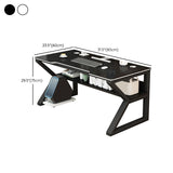 Contemporary Wooden Office Desk Antique Finish Gaming Desk with Metal Legs Clearhalo 'furn' 'furn_office_desk' 'Furniture' 'Office Desks' 'Office Furniture' 'office_desk' 7257871