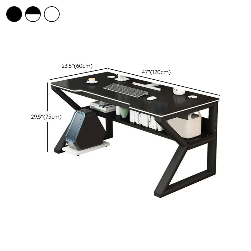 Contemporary Wooden Office Desk Antique Finish Gaming Desk with Metal Legs Clearhalo 'furn' 'furn_office_desk' 'Furniture' 'Office Desks' 'Office Furniture' 'office_desk' 7257873