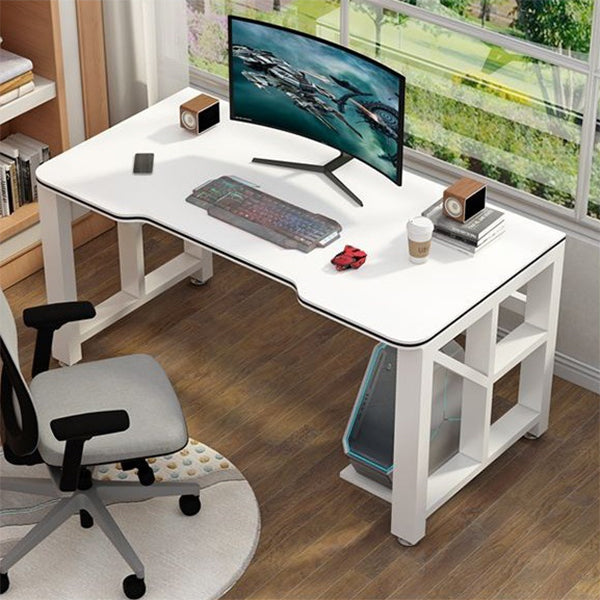 Modern Gaming Desk Antique Finish Wooden Writing Desk with Metal Legs White White Clearhalo 'furn' 'furn_office_desk' 'Furniture' 'Office Desks' 'Office Furniture' 'office_desk' 7257897