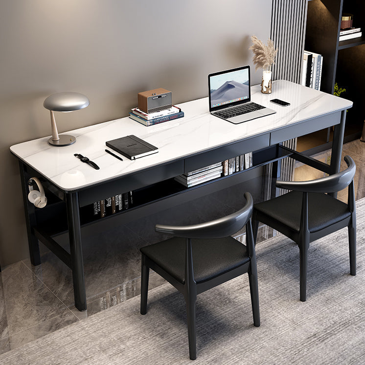 Escritorio de tareas de piedra de forma rectangular 4 patas de escritura de escritura para el hogar