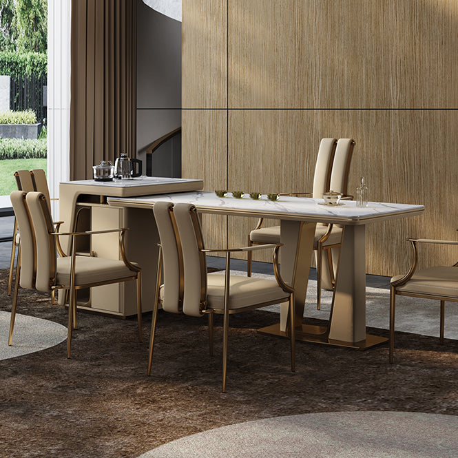 Glam Küche Essstuhl goldene Beine gepolsterter Essarm Stuhl