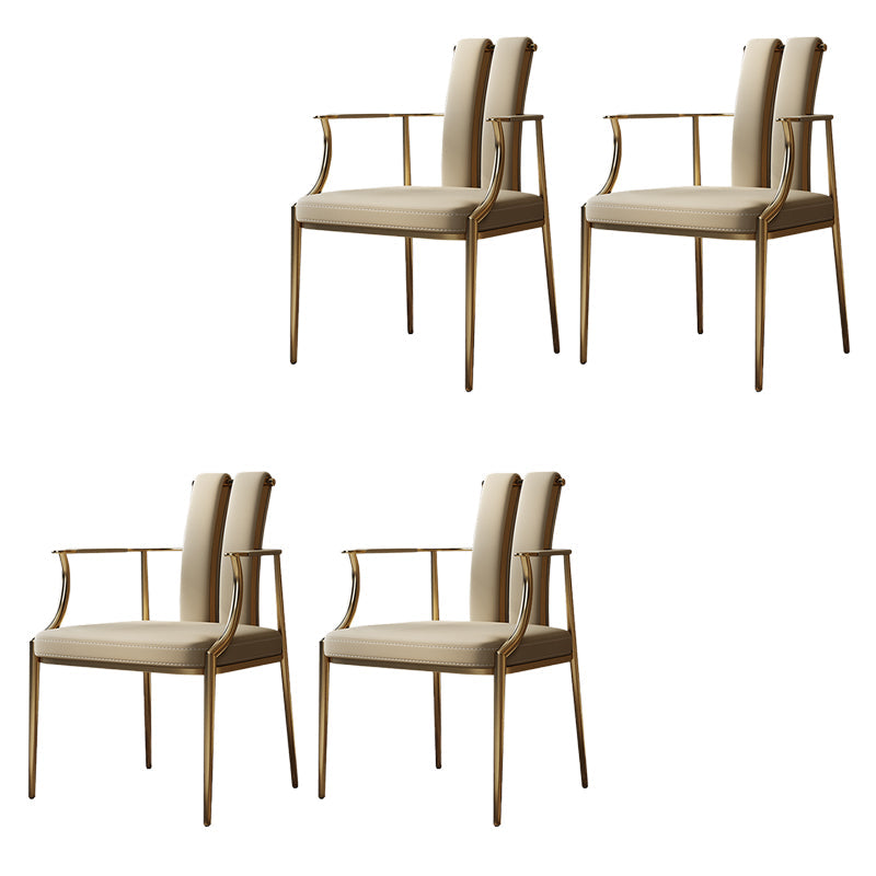 Glam Küche Essstuhl goldene Beine gepolsterter Essarm Stuhl