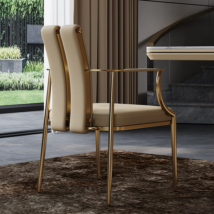 Glam Küche Essstuhl goldene Beine gepolsterter Essarm Stuhl