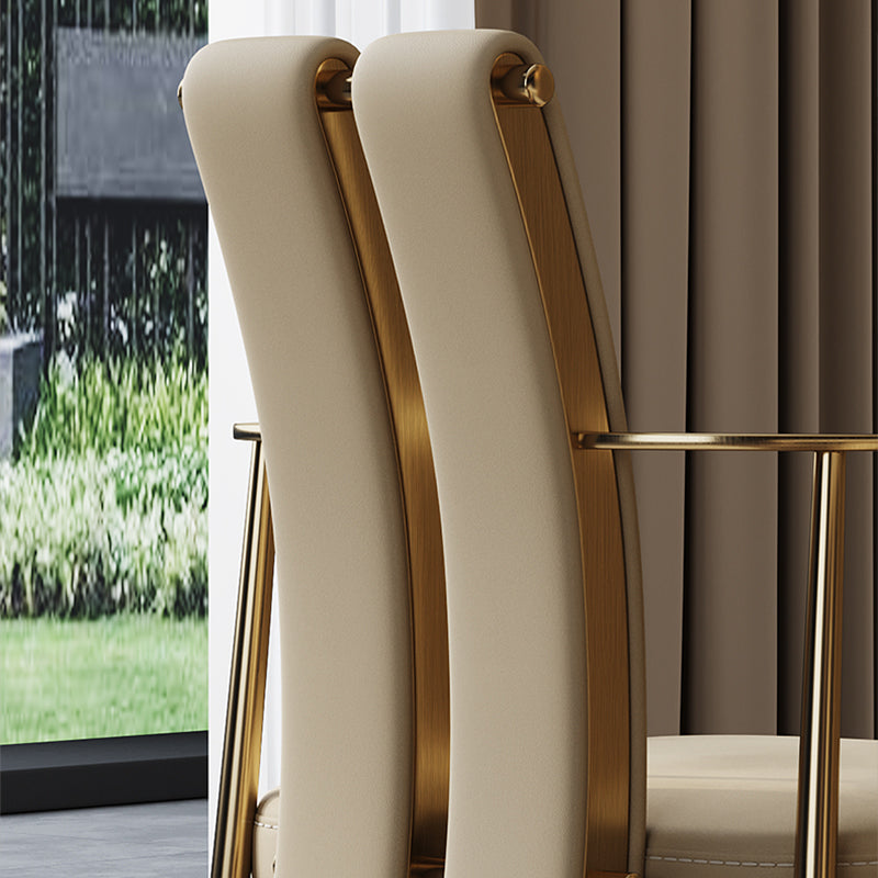 Glam Küche Essstuhl goldene Beine gepolsterter Essarm Stuhl