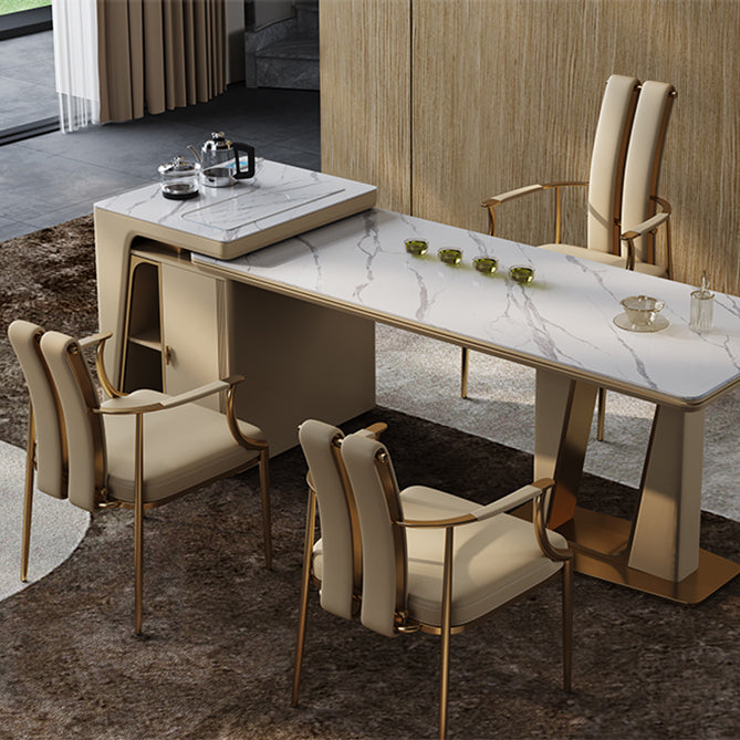 Glam Küche Essstuhl goldene Beine gepolsterter Essarm Stuhl