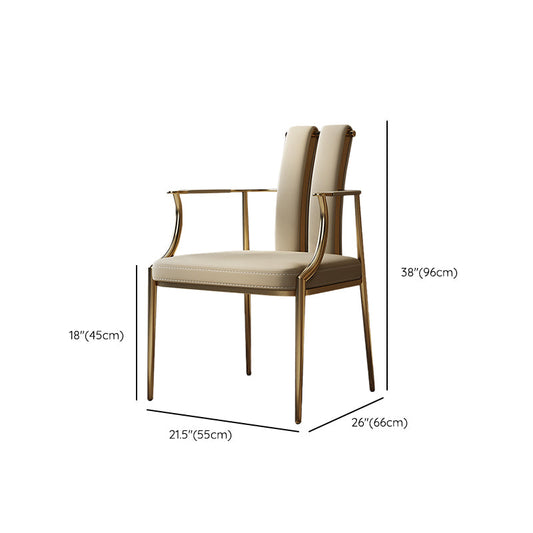 Glam Kitchen Dining Chair Gold Legs Upholstered Dining Arm Chair