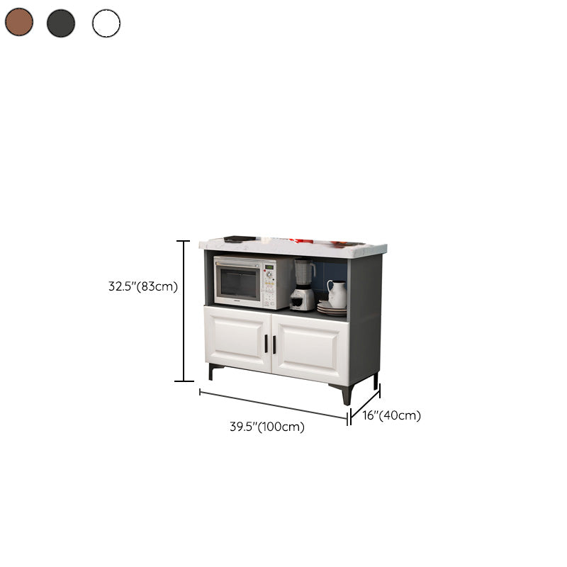 モダンなダイニングルームの島のテーブル貯蔵キャビネット付きの大理石の準備テーブル