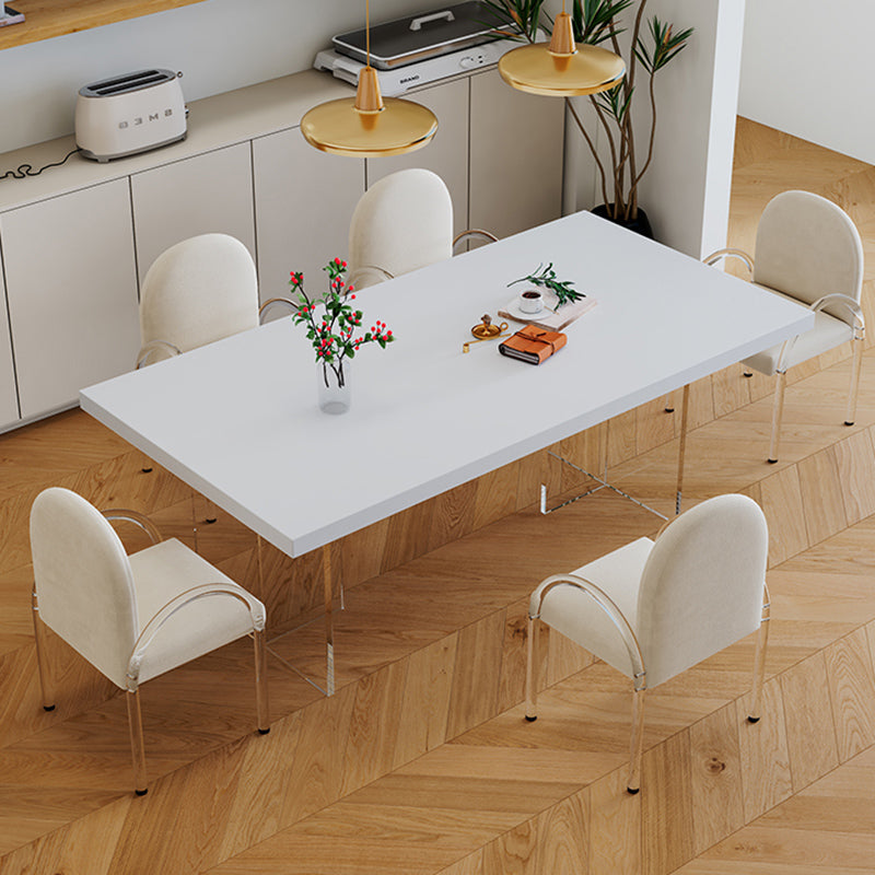 Contemporary 1/4/6/7 Pieces Dining Room Set Rectangle Stone Furniture in White