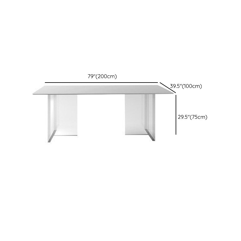 Contemporary 1/4/6/7 Pieces Dining Room Set Rectangle Stone Furniture in White