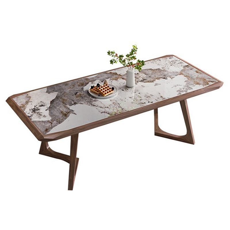 Stone Dining Set with Wooden Frame 1/4/5/7 Pcs Contemporary Dinette Set Clearhalo 'Dining Room Sets' 'Dining Tables & Seating' 'dining_room_set' 'furn' 'furn_dining_room_set' 'Furniture' 'Kitchen & Dining Furniture' 7258318