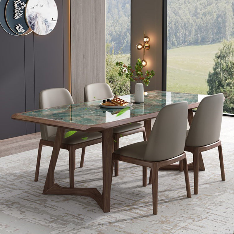 Stone Dining Set with Wooden Frame 1/4/5/7 Pcs Contemporary Dinette Set Clearhalo 'Dining Room Sets' 'Dining Tables & Seating' 'dining_room_set' 'furn' 'furn_dining_room_set' 'Furniture' 'Kitchen & Dining Furniture' 7258322