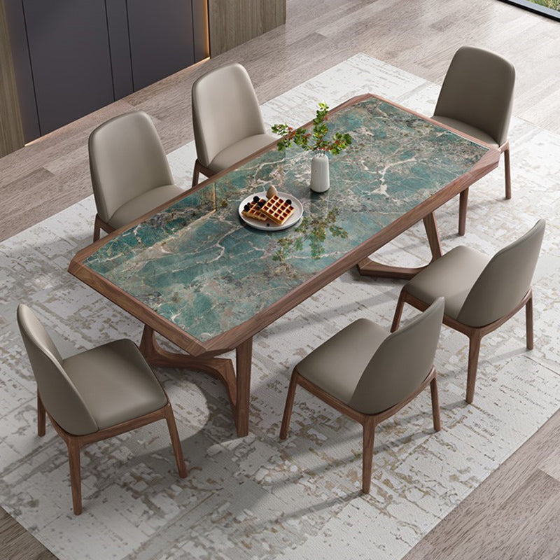 Stone Dining Set with Wooden Frame 1/4/5/7 Pcs Contemporary Dinette Set Clearhalo 'Dining Room Sets' 'Dining Tables & Seating' 'dining_room_set' 'furn' 'furn_dining_room_set' 'Furniture' 'Kitchen & Dining Furniture' 7258327
