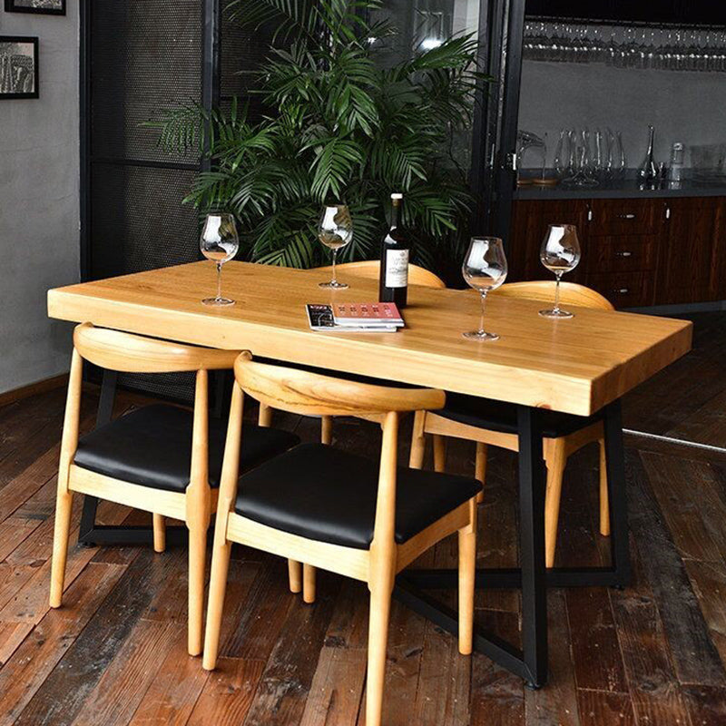 Natural Finish Solid Wood Dining Set 1/2/5 Pcs Industrial Dinette Table Set for Home 5 Pieces: Table, 4 Chairs Clearhalo 'Dining Room Sets' 'Dining Tables & Seating' 'dining_room_set' 'furn' 'furn_dining_room_set' 'Furniture' 'Kitchen & Dining Furniture' 7258354