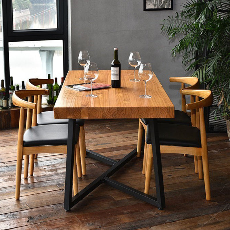 Natural Finish Solid Wood Dining Set 1/2/5 Pcs Industrial Dinette Table Set for Home Clearhalo 'Dining Room Sets' 'Dining Tables & Seating' 'dining_room_set' 'furn' 'furn_dining_room_set' 'Furniture' 'Kitchen & Dining Furniture' 7258356