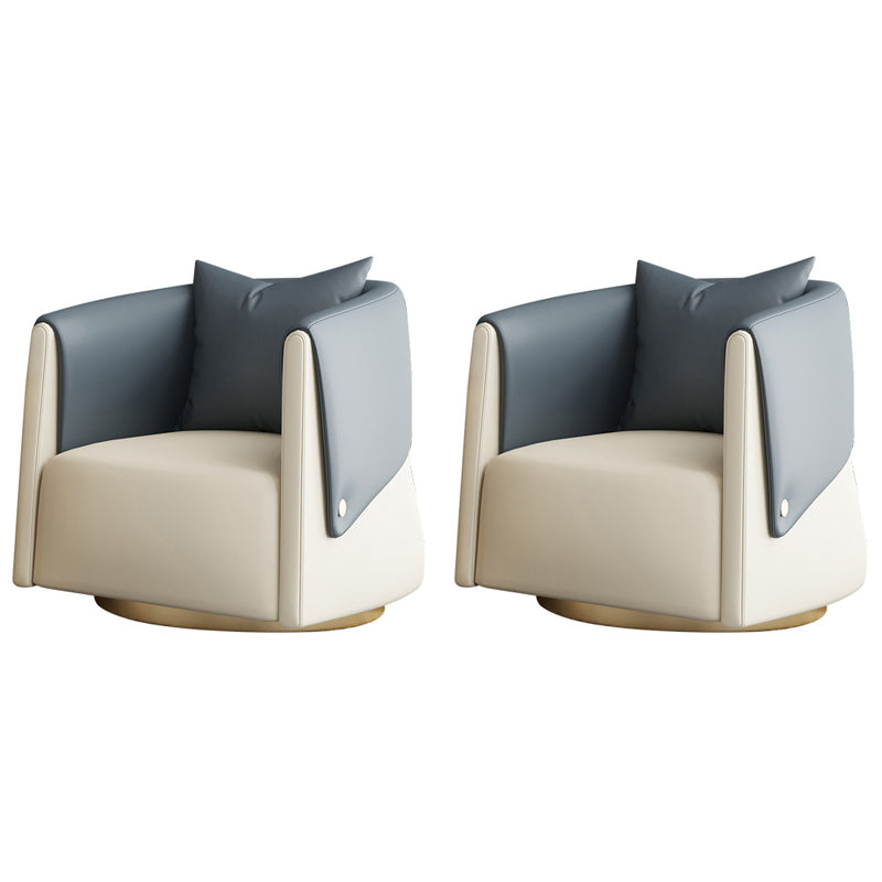 Modern 23.62" Wide Pillow Back Chair Leather Sloped Arm Chair