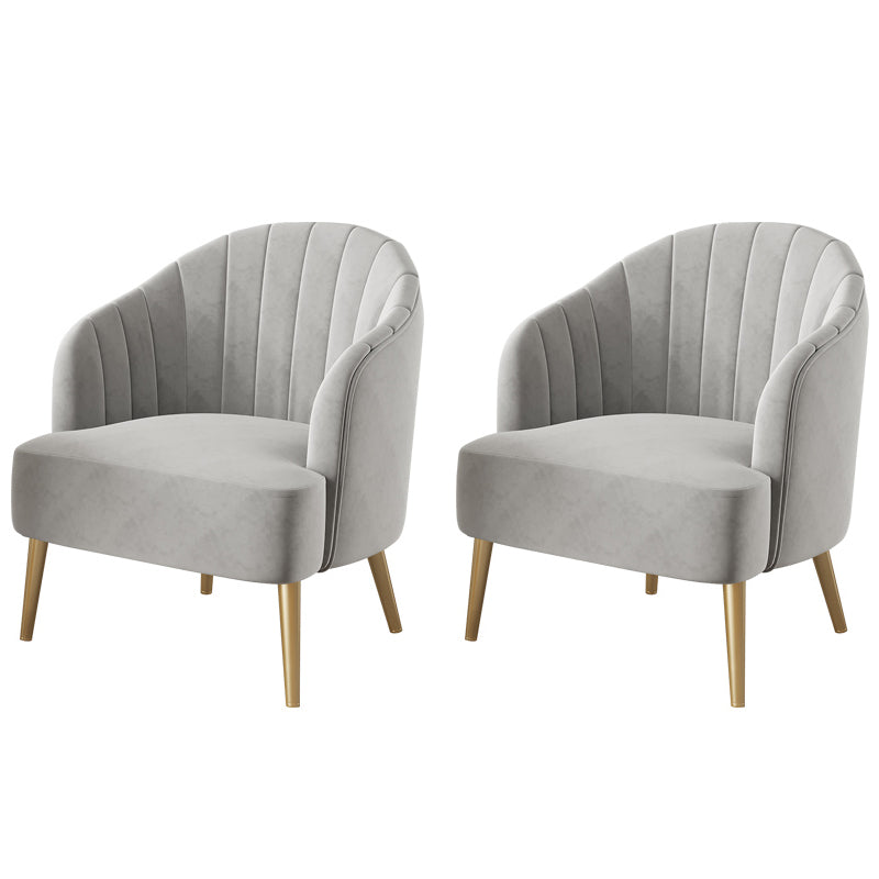 Modern Sewn Pillow Back 4 Legs Chair Upholstered Recessed Arms Chair