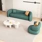 33" Wide Contemporary Sofa Green Leather Pillows Stationary Seating
