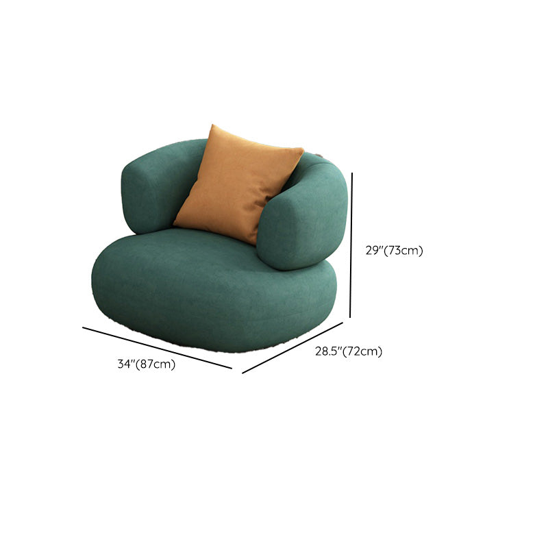 33" Wide Contemporary Sofa Green Leather Pillows Stationary Seating