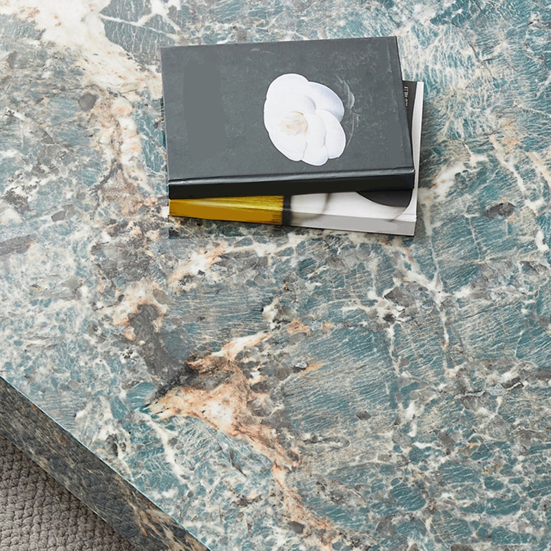 Glam Square Slate Coffee Table Stainless Steel Sled Cocktail Table Clearhalo 'Coffee & Accent Tables' 'Coffee Tables' 'coffee_tables' 'furn' 'furn_coffee_tables' 'Furniture' 'Living Room Furniture' 7258604