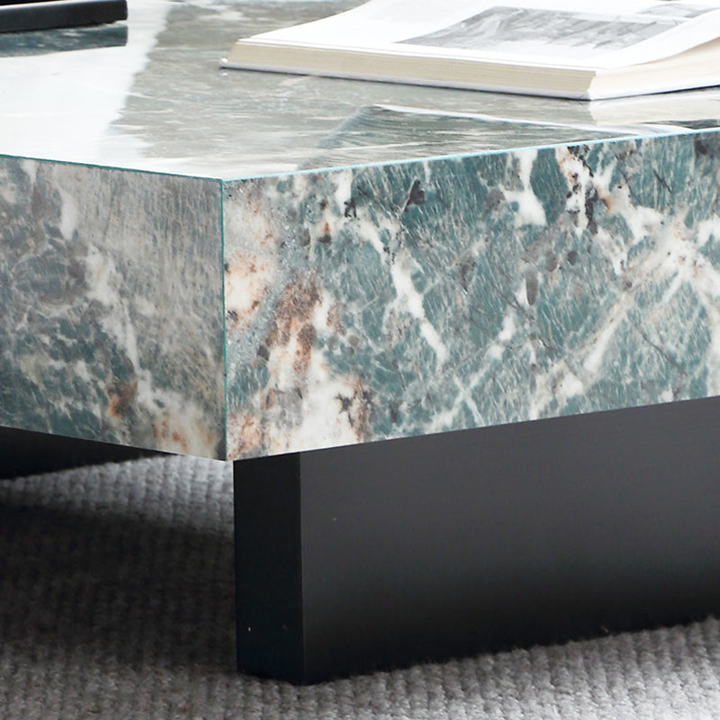 Glam Square Slate Coffee Table Stainless Steel Sled Cocktail Table Clearhalo 'Coffee & Accent Tables' 'Coffee Tables' 'coffee_tables' 'furn' 'furn_coffee_tables' 'Furniture' 'Living Room Furniture' 7258605