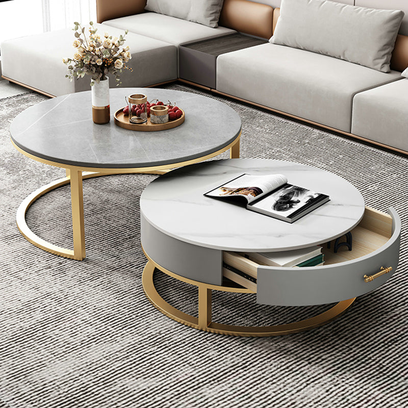 Tavolino in ardesia tavolino tavolino da cocktail rotondo con cassetti di stoccaggio