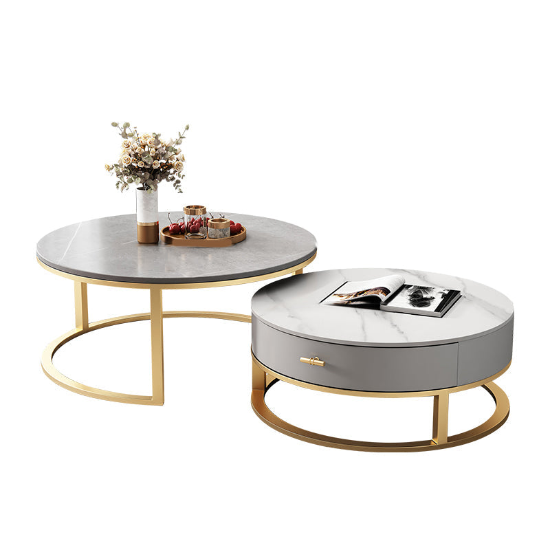 Tavolino in ardesia tavolino tavolino da cocktail rotondo con cassetti di stoccaggio