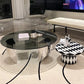 Black Glass Top Coffee Table Modern Round 3 Legs Cocktail Table Clearhalo 'Coffee & Accent Tables' 'Coffee Tables' 'coffee_tables' 'furn' 'furn_coffee_tables' 'Furniture' 'Living Room Furniture' 7258628