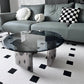Black Glass Top Coffee Table Modern Round 3 Legs Cocktail Table Clearhalo 'Coffee & Accent Tables' 'Coffee Tables' 'coffee_tables' 'furn' 'furn_coffee_tables' 'Furniture' 'Living Room Furniture' 7258629