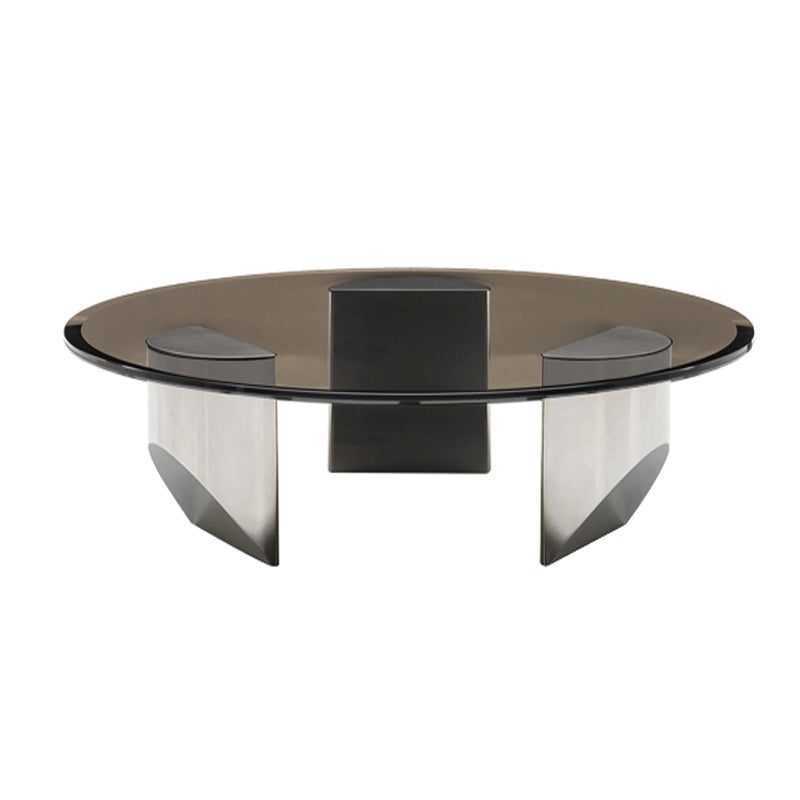 Black Glass Top Coffee Table Modern Round 3 Legs Cocktail Table Clearhalo 'Coffee & Accent Tables' 'Coffee Tables' 'coffee_tables' 'furn' 'furn_coffee_tables' 'Furniture' 'Living Room Furniture' 7258632