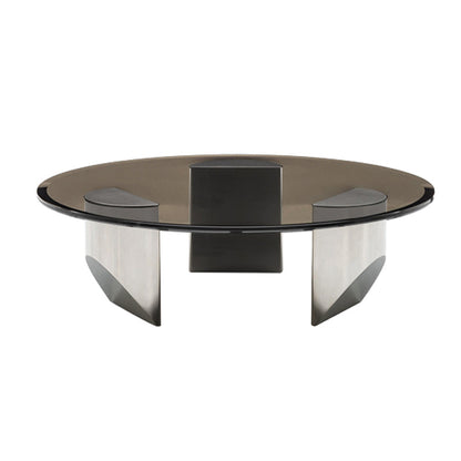 Black Glass Top Coffee Table Modern Round 3 Legs Cocktail Table Clearhalo 'Coffee & Accent Tables' 'Coffee Tables' 'coffee_tables' 'furn' 'furn_coffee_tables' 'Furniture' 'Living Room Furniture' 7258632
