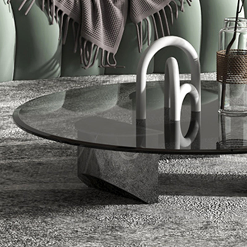 Black Glass Top Coffee Table Modern Round 3 Legs Cocktail Table Clearhalo 'Coffee & Accent Tables' 'Coffee Tables' 'coffee_tables' 'furn' 'furn_coffee_tables' 'Furniture' 'Living Room Furniture' 7258633