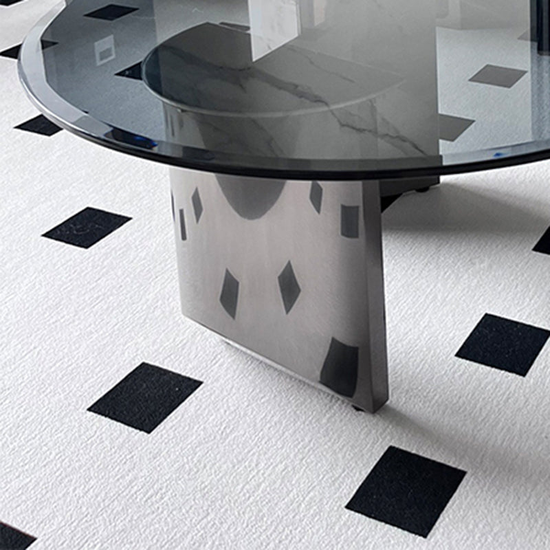 Black Glass Top Coffee Table Modern Round 3 Legs Cocktail Table Clearhalo 'Coffee & Accent Tables' 'Coffee Tables' 'coffee_tables' 'furn' 'furn_coffee_tables' 'Furniture' 'Living Room Furniture' 7258635