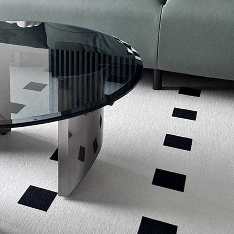Black Glass Top Coffee Table Modern Round 3 Legs Cocktail Table Clearhalo 'Coffee & Accent Tables' 'Coffee Tables' 'coffee_tables' 'furn' 'furn_coffee_tables' 'Furniture' 'Living Room Furniture' 7258636