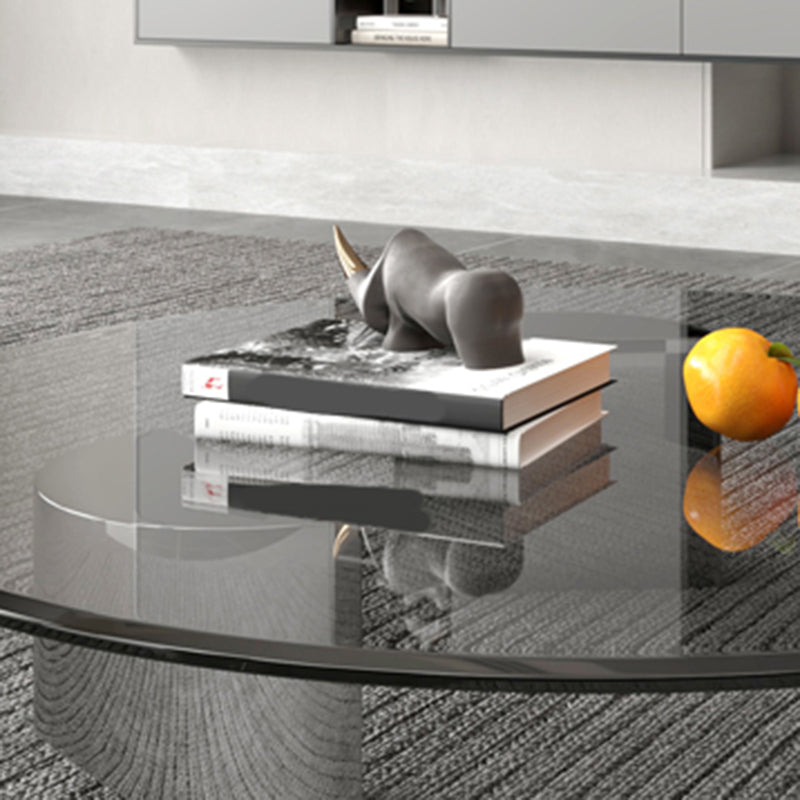 Black Glass Top Coffee Table Modern Round 3 Legs Cocktail Table Clearhalo 'Coffee & Accent Tables' 'Coffee Tables' 'coffee_tables' 'furn' 'furn_coffee_tables' 'Furniture' 'Living Room Furniture' 7258637