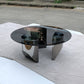 Black Glass Top Coffee Table Modern Round 3 Legs Cocktail Table Clearhalo 'Coffee & Accent Tables' 'Coffee Tables' 'coffee_tables' 'furn' 'furn_coffee_tables' 'Furniture' 'Living Room Furniture' 7258639