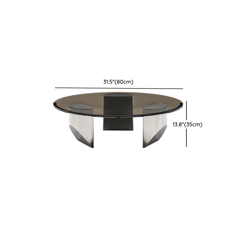 Black Glass Top Coffee Table Modern Round 3 Legs Cocktail Table Clearhalo 'Coffee & Accent Tables' 'Coffee Tables' 'coffee_tables' 'furn' 'furn_coffee_tables' 'Furniture' 'Living Room Furniture' 7258643