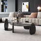 Glass Top Coffee Table Black Modern Round 3 Legs Cocktail Table Clearhalo 'Coffee & Accent Tables' 'Coffee Tables' 'coffee_tables' 'furn' 'furn_coffee_tables' 'Furniture' 'Living Room Furniture' 7258668