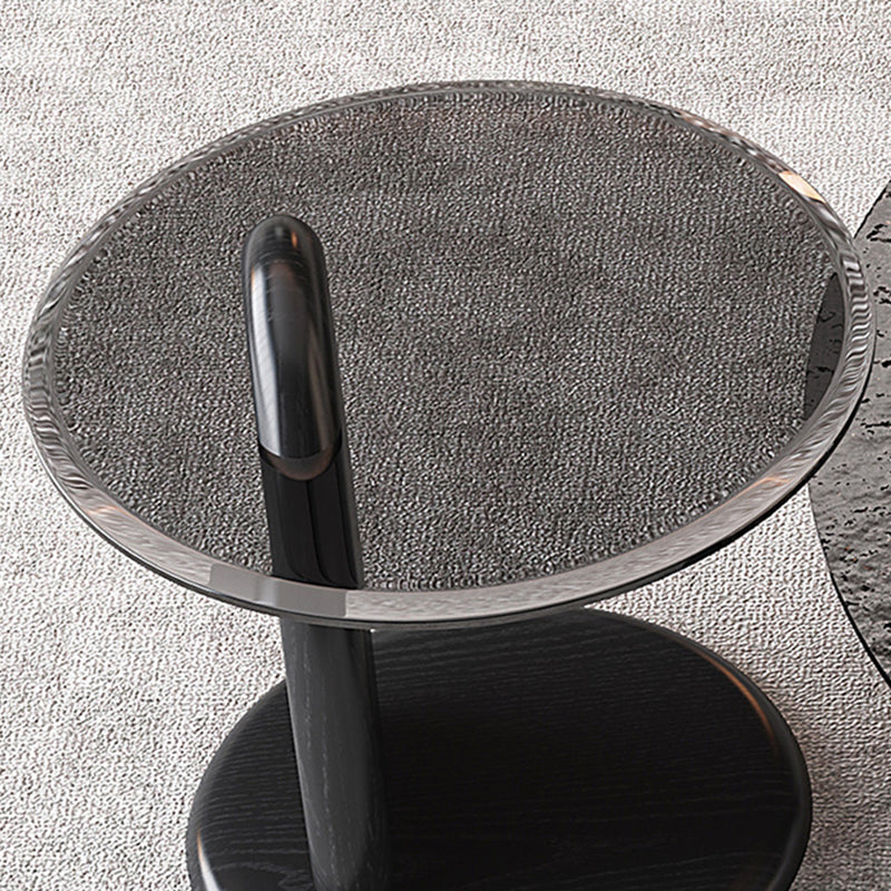 Glass Top Coffee Table Black Modern Round 3 Legs Cocktail Table Clearhalo 'Coffee & Accent Tables' 'Coffee Tables' 'coffee_tables' 'furn' 'furn_coffee_tables' 'Furniture' 'Living Room Furniture' 7258673