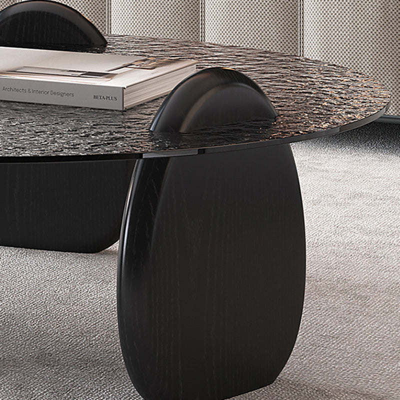 Glass Top Coffee Table Black Modern Round 3 Legs Cocktail Table Clearhalo 'Coffee & Accent Tables' 'Coffee Tables' 'coffee_tables' 'furn' 'furn_coffee_tables' 'Furniture' 'Living Room Furniture' 7258674