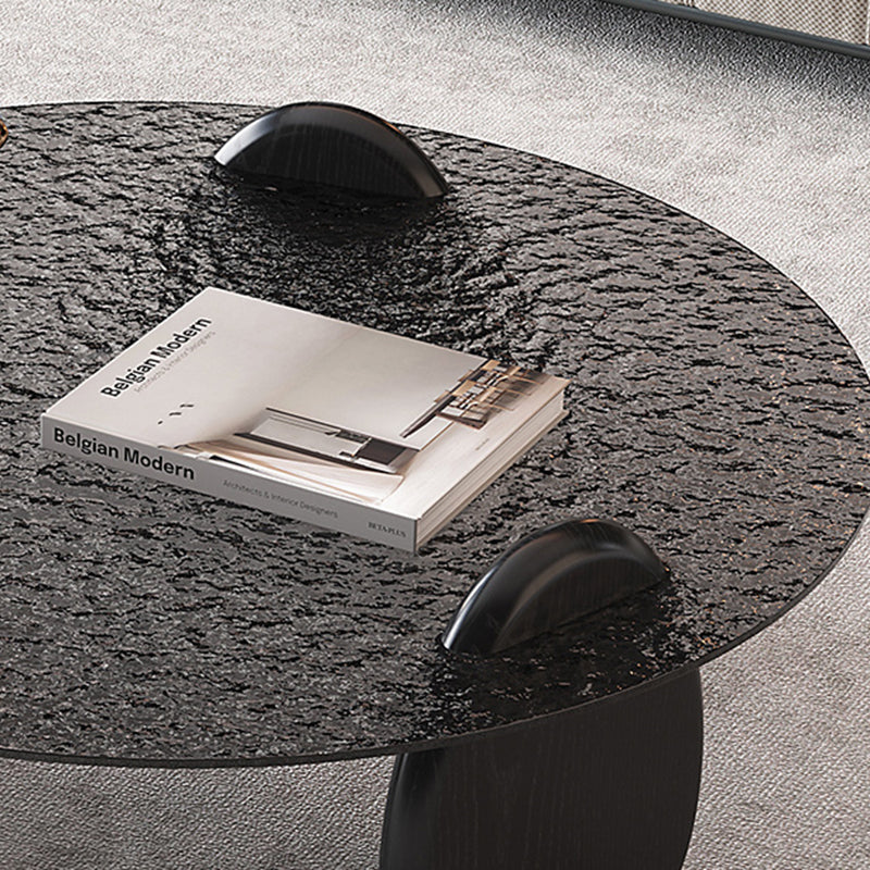 Glass Top Coffee Table Black Modern Round 3 Legs Cocktail Table Clearhalo 'Coffee & Accent Tables' 'Coffee Tables' 'coffee_tables' 'furn' 'furn_coffee_tables' 'Furniture' 'Living Room Furniture' 7258675